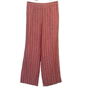 Wide Leg Linen Blend Pants Medium Tall Resort Classic Palazzo Red Spring Stripe